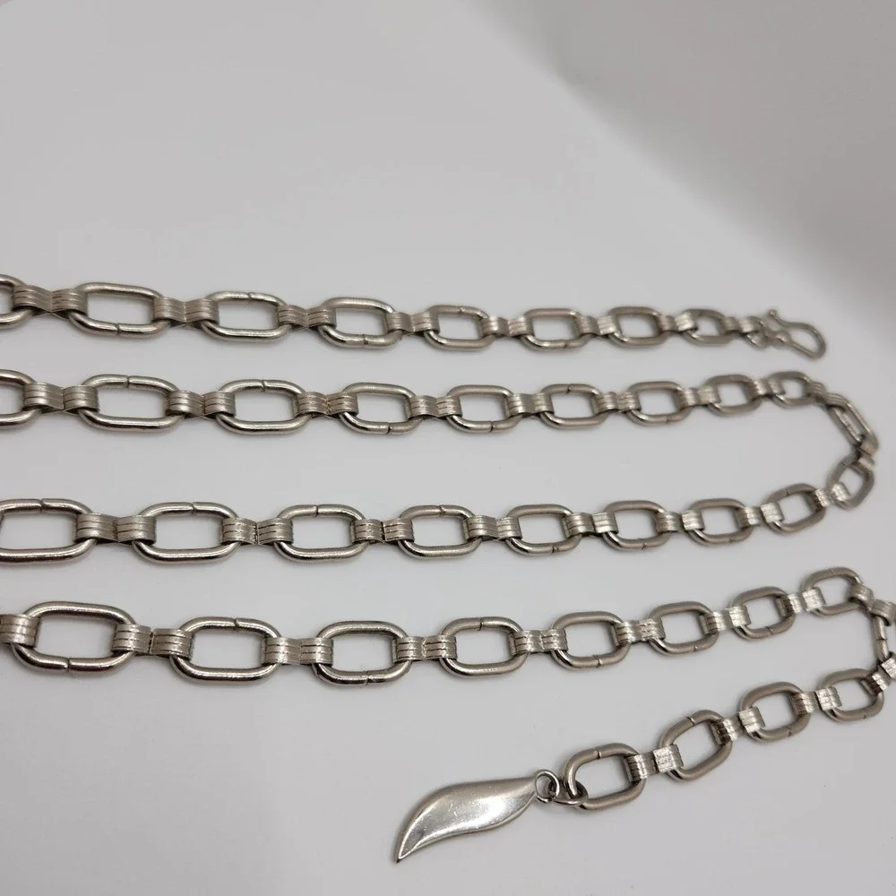 Vintage Silver Tone Chain Belt 44 Long Large Link Adjustable Statement Y2K Hip